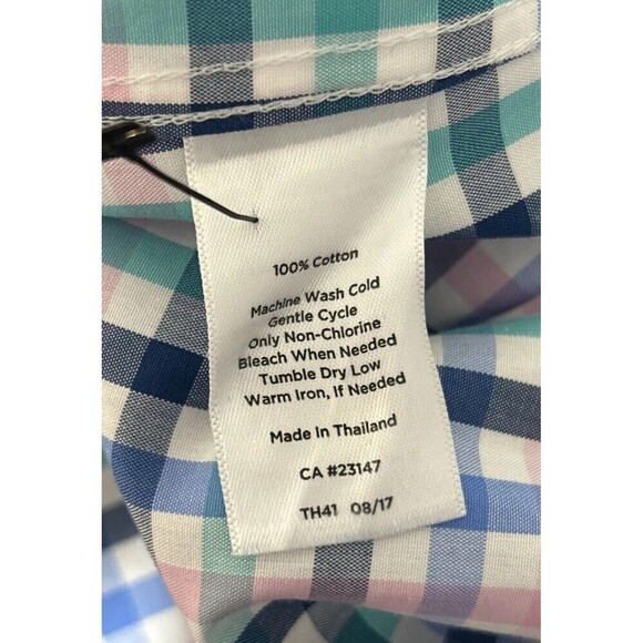 Talbots Petite No Iron Multi Color Ruffle-Neck Popover Gingham Tunic Size 16P - Picture 5 of 13